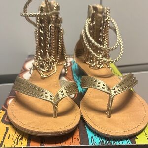 Zigi Soho Metallic Gold Chain Sandals